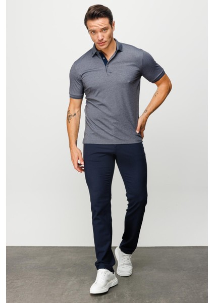 Erkek Polo Yaka Yakası ve Kolu Triko T-Shirt Füme fiyatları