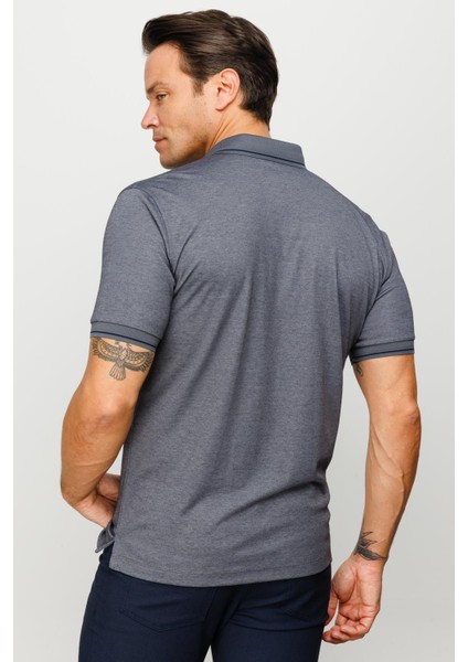 Erkek Polo Yaka Yakası ve Kolu Triko T-Shirt Füme fırsatları