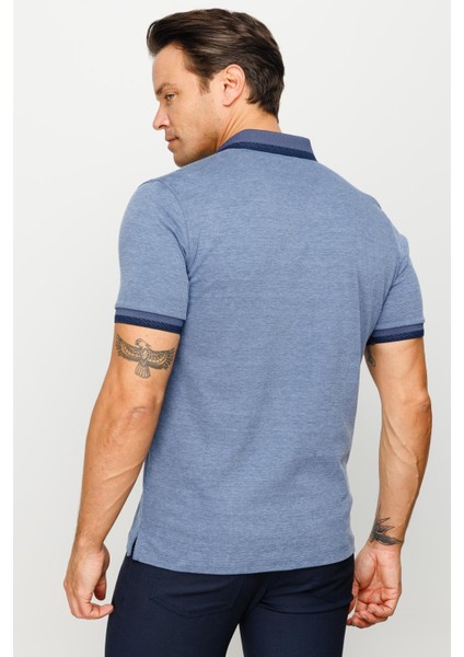 Erkek Polo Yaka Yakası ve Kolu Triko Cepli T-Shirt Lacivert fırsatları