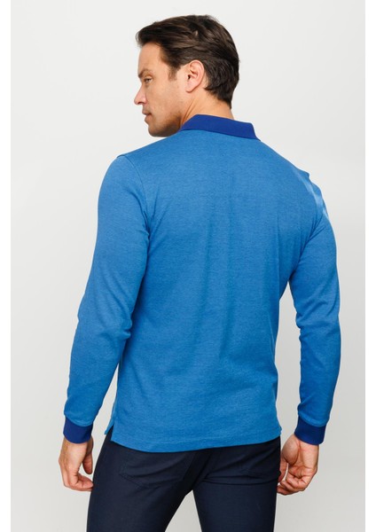 Erkek Polo Yaka Jakarlı Minik Desenli Sweatshirt Lacivert fırsatları