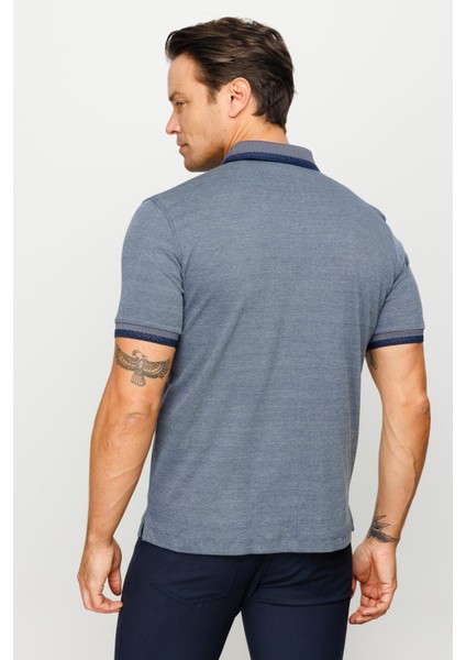 Erkek Polo Yaka Yakası ve Kolu Triko Cepli T-Shirt Füme fırsatları