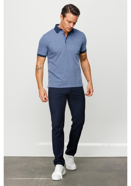 Erkek Polo Yaka Cepli Jakarlı Tshirt Lacivert fiyatları