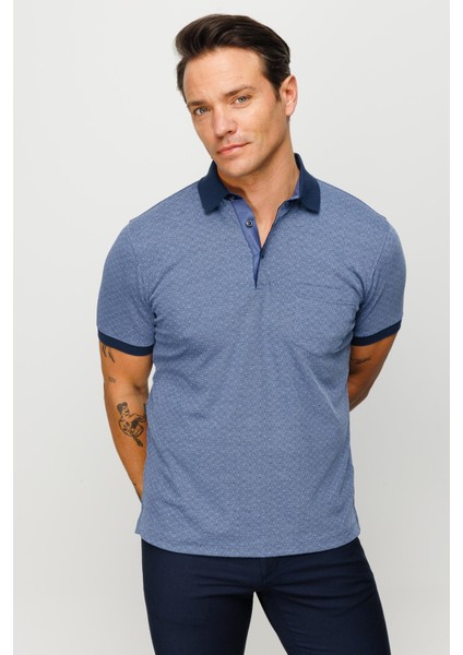 Erkek Polo Yaka Cepli Jakarlı Tshirt Lacivert indirimleri