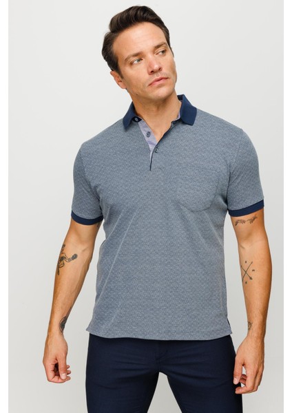 Erkek Polo Yaka Cepli Jakarlı Tshirt Füme