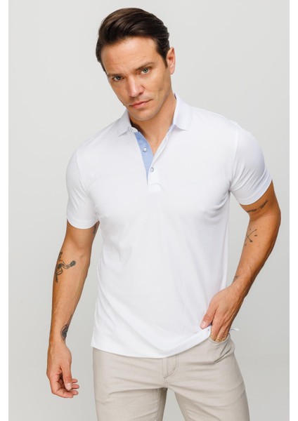 Erkek Polo Yaka T-Shirt Beyaz