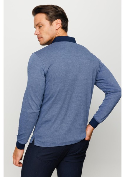 Erkek Polo Yaka Yelken Desenli Sweatshirt Lacivert fırsatları