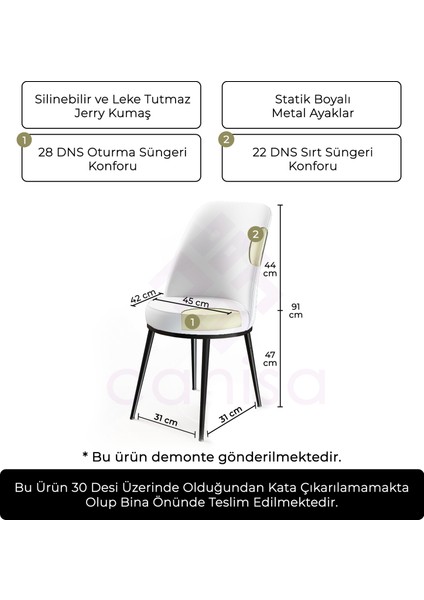 Concept Dexa Serisi Üst Kalite Mutfak Sandalyesi Metal Siyah Iskeletli 6 Adet Sandalye