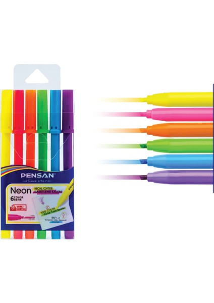 Keçeli Kalem 6 Renk Kesik Uç Neon Renkler 99095 0951 1606