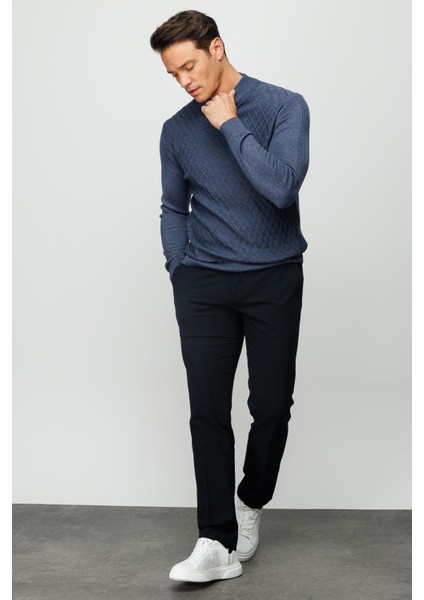 Erkek Yarım Balıkçı Yaka Petek Desenli Kazak fiyatları