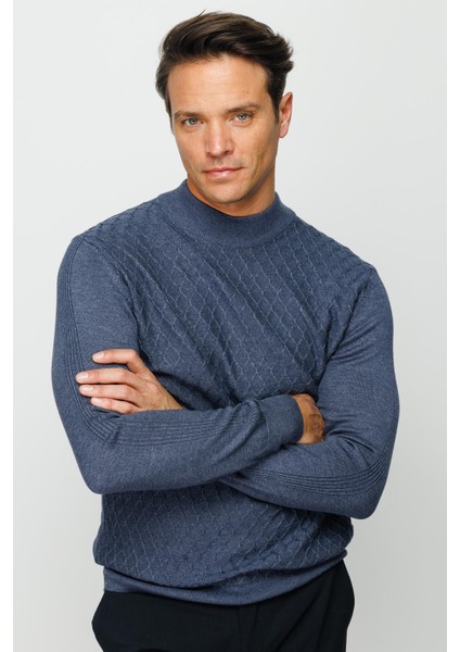 Erkek Yarım Balıkçı Yaka Petek Desenli Kazak fırsatları