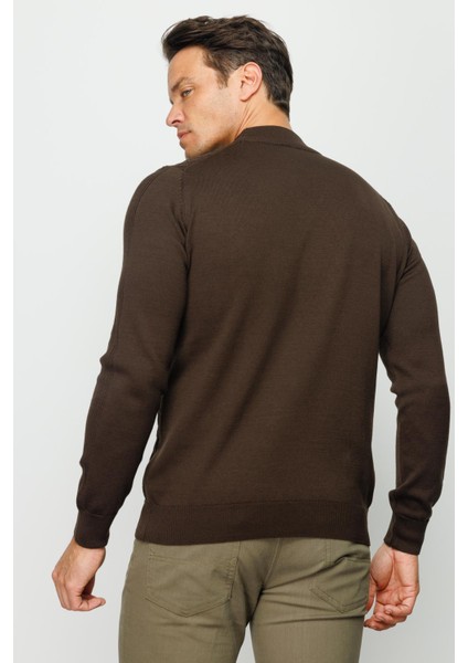 Erkek Yarım Balıkçı Yaka Petek Desenli Kazak