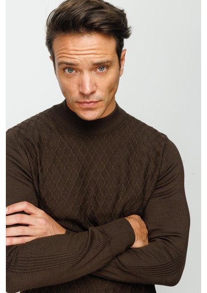 Erkek Yarım Balıkçı Yaka Petek Desenli Kazak fırsatları