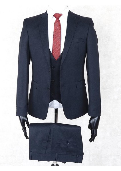 Slimfit Yelekli Drop 6 Takım-Lacivert