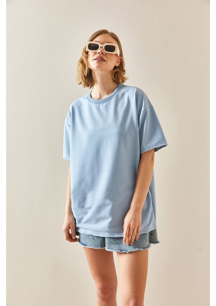 Bebe Mavisi Oversize Basic T-Shirt 3YXK1-47087-55