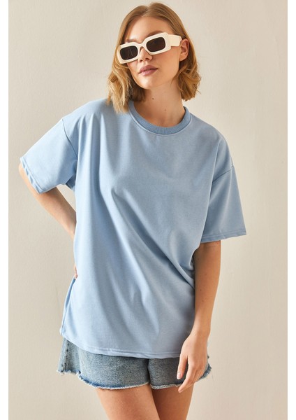 Bebe Mavisi Oversize Basic T-Shirt 3YXK1-47087-55