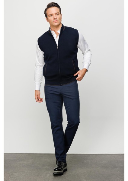 Erkek Çelik Örgü Yün Yelek Lacivert modelleri