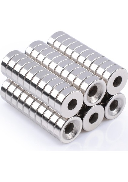 Yuvarlak Havşa Delikli Neodyum Mıknatıs Magnet - D15X5 mm D10/D5,5 Vida Atılabilir