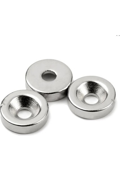 Yuvarlak Havşa Delikli Neodyum Mıknatıs Magnet - D15X5 mm D10/D5,5 Vida Atılabilir