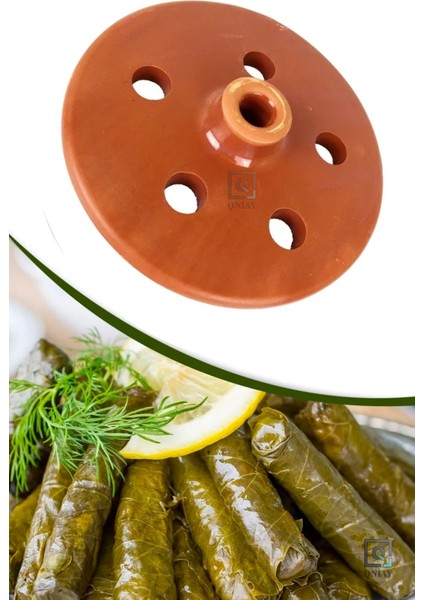 Kiremit Toprak Dolma Sarma Taşı Kapağı Büyük 21cm Sırlı Delikli Fırınlanmış Yaprak Sarma Dolma Taşı