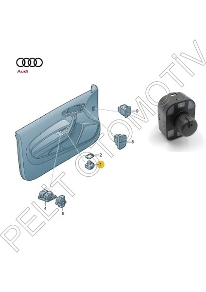 pelit oto Audi A1 Katlanabilir  Ayna Ayar Düğmesi 8E0959565A