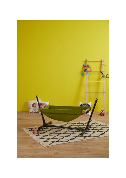 Standlı Ahşap Bebek Hamak Beşik (Yeşil)