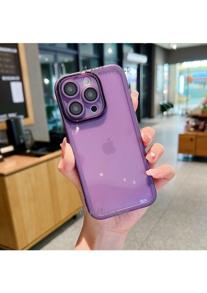 Apple Iphone 13 Pro Kılıf Tam Kamera Korumalı Metal Tarz Çerceveli Renkli Kenarlı Köşe Korumalı Silikon