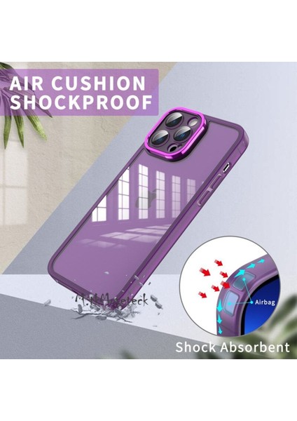 Apple Iphone 13 Pro Kılıf Tam Kamera Korumalı Metal Tarz Çerceveli Renkli Kenarlı Köşe Korumalı Silikon modelleri