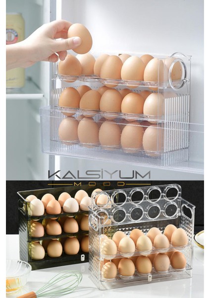 3 Katlı Raf Yumurta Saklama Kutusu Buzdolabı Yan Kapı Organizer Buz Dolabı Için Yumurta Rafı