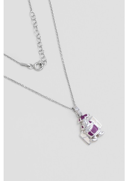 Mor Palyaço 18 Ayar 33 cm Gümüş Çocuk Kolyesi