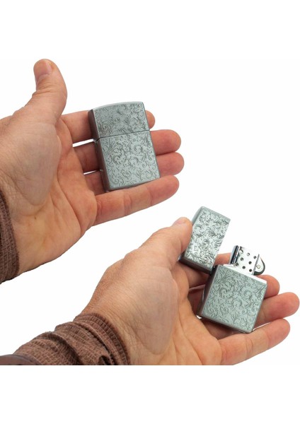 Çiçek Desenli Gazlı Metal Çakmak, Zippo Tasarımı Çakmak