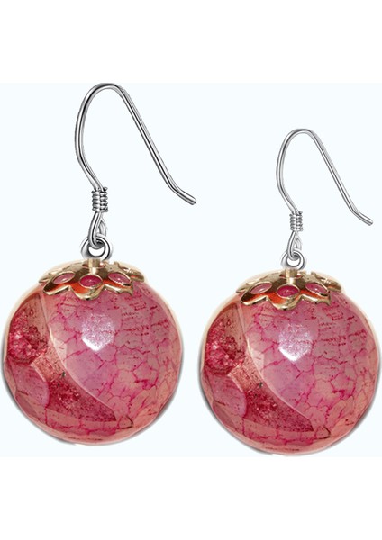 Damarlı Pembe Akik Taşı Doğal Taş Küpe fiyatları