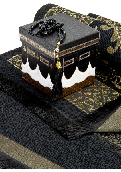 Özel Kabe Kutulu Hediyelik Seccade ve Tesbih Seti indirimleri