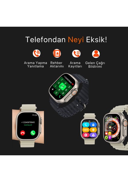 Seyu Watch Watch Ultra Hk8 Pro Max Siyah Iphone ve Android Tüm Telefonlara Uyumlu Amoled Akıllı Saat