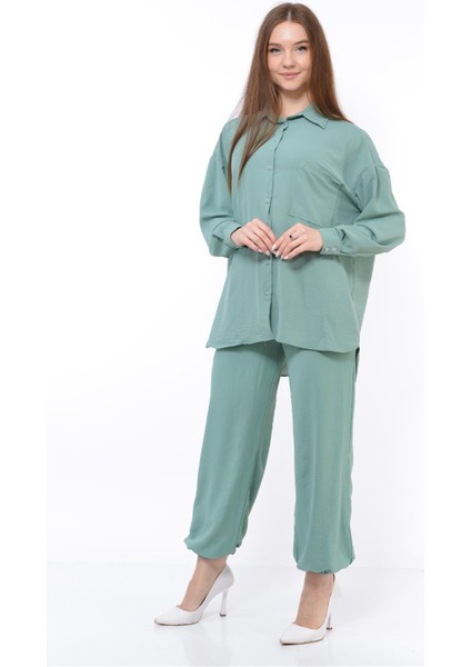 Kadın Aerobin Gömlek-Pantolon Alt Üst Ikili Takım Su Yeşili fiyatları