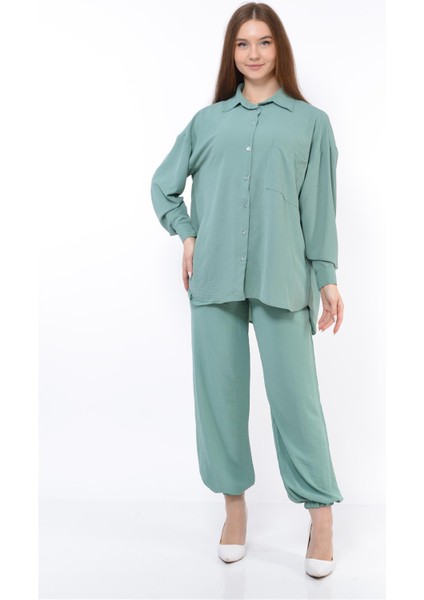Kadın Aerobin Gömlek-Pantolon Alt Üst Ikili Takım Su Yeşili fırsatları