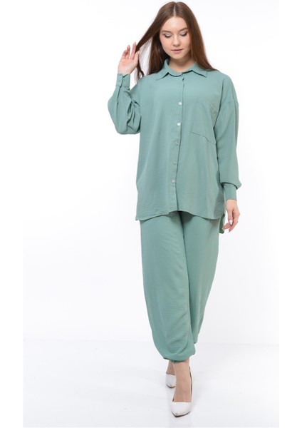 Kadın Aerobin Gömlek-Pantolon Alt Üst Ikili Takım Su Yeşili indirimleri