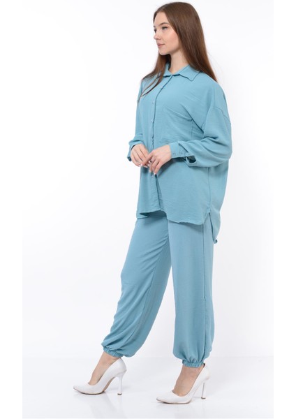 Kadın Aerobin Gömlek-Pantolon Alt Üst Ikili Takım Bebe Mavisi indirimleri