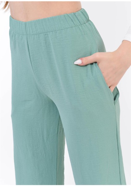 Kadın Beli Lastikli Şalvar Pantolon Suyeşili indirimleri
