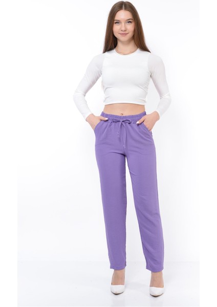 Kadın Beli Lastikli Aerobin Pantolon Lila modelleri