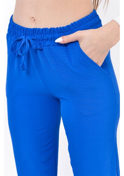 Kadın Beli Lastikli Aerobin Pantolon Saks