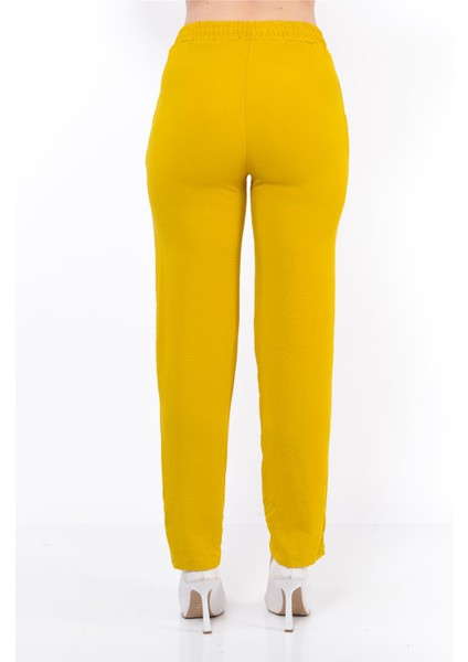 Kadın Beli Lastikli Aerobin Pantolon Hardalsarısı fırsatları