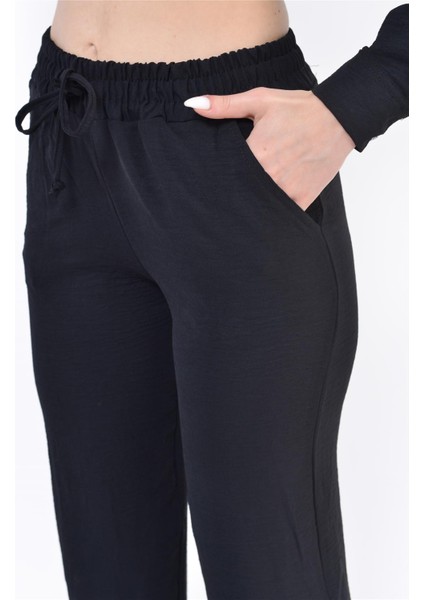 Kadın Beli Lastikli Aerobin Pantolon Siyah indirimleri