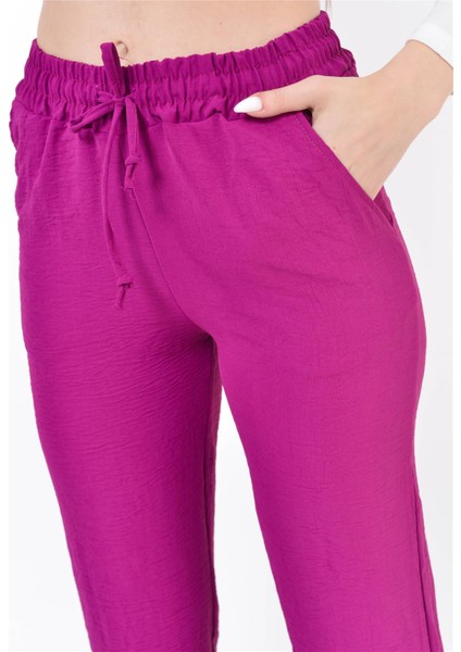 Kadın Beli Lastikli Aerobin Pantolon Nar Çiçeği fırsatları