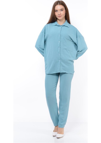 Kadın Aerobin Gömlek-Pantolon Alt Üst Ikili Takım Bebe Mavisi fiyatları