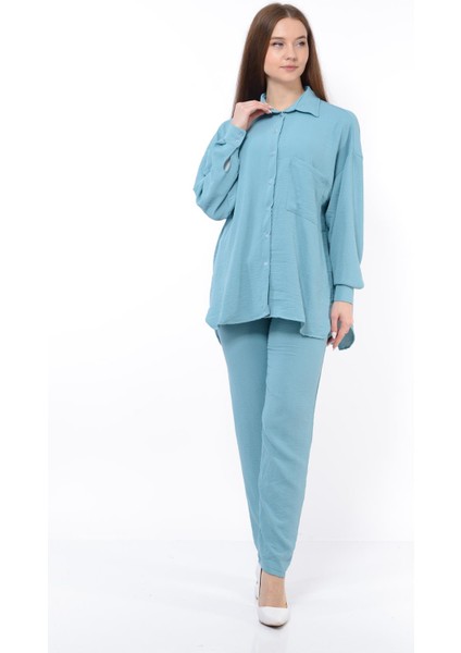 Kadın Aerobin Gömlek-Pantolon Alt Üst Ikili Takım Bebe Mavisi modelleri