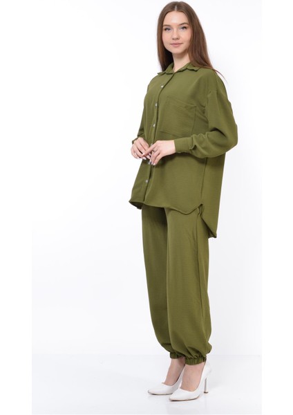 Kadın Aerobin Gömlek-Pantolon Alt Üst Ikili Takım Haki fiyatları