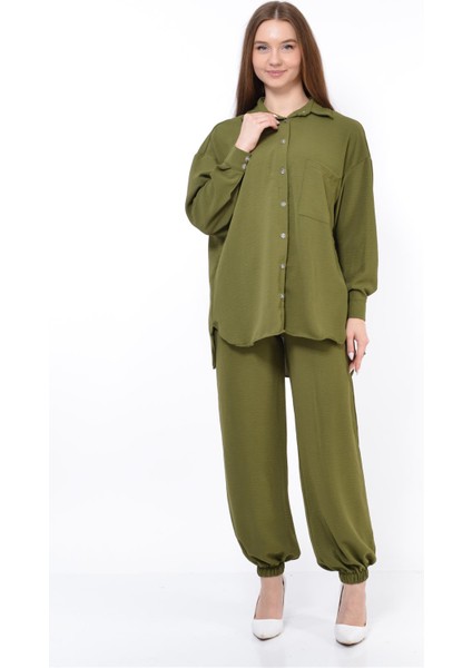Kadın Aerobin Gömlek-Pantolon Alt Üst Ikili Takım Haki fırsatları