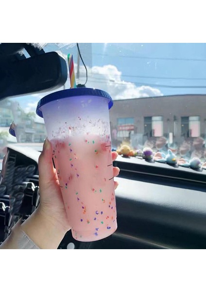 Parti Için Kapak ve Saman ile Fincan Bardak Smoothie Bardağı Değiştirme (Yurt Dışından)