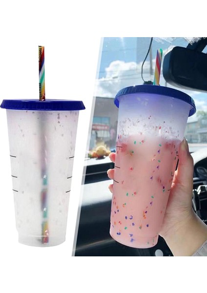 Parti Için Kapak ve Saman ile Fincan Bardak Smoothie Bardağı Değiştirme (Yurt Dışından)