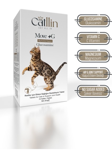 Move + G Glucosamine Tablet Kedi Için Eklem ve Kas Desteği